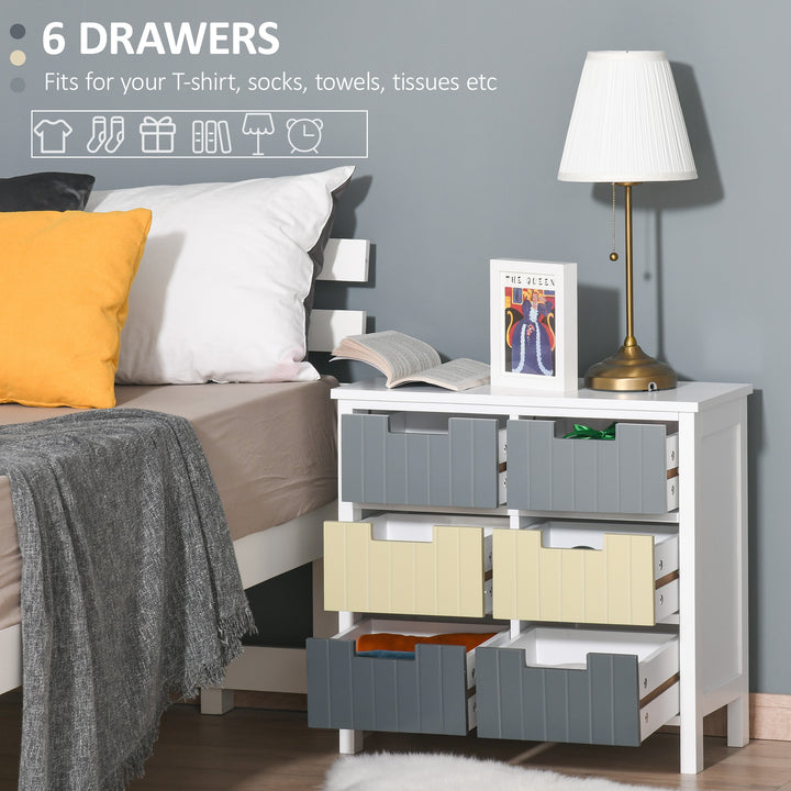 6 Drawer Storage Tower, Dresser Chest with Wood Top, Organiser Unit for Closets Bedroom Nursery Room Hallway