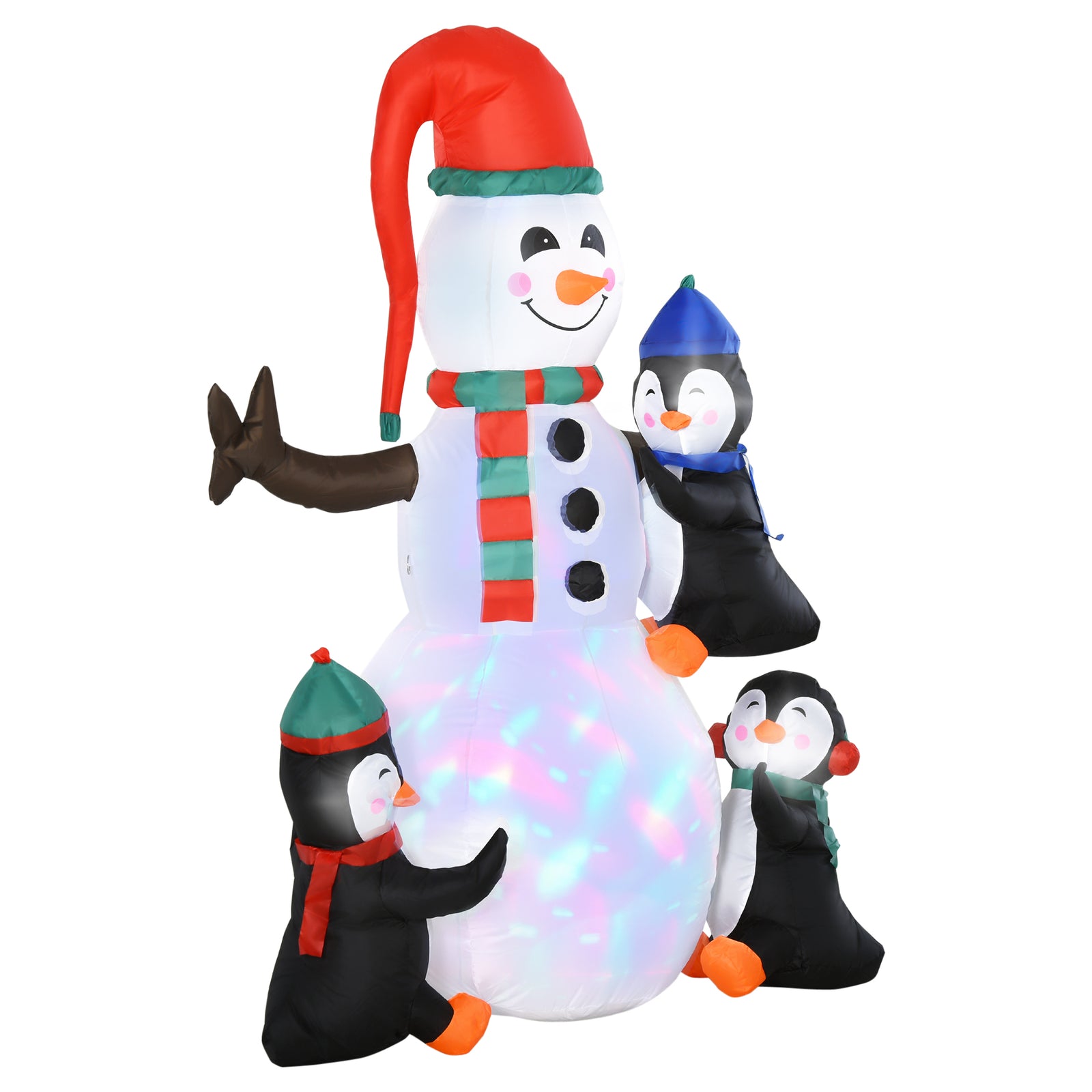 6ft Inflatable Christmas Snowman with Three Penguins LED Xmas Décor Holiday Outdoor Yard Decoration