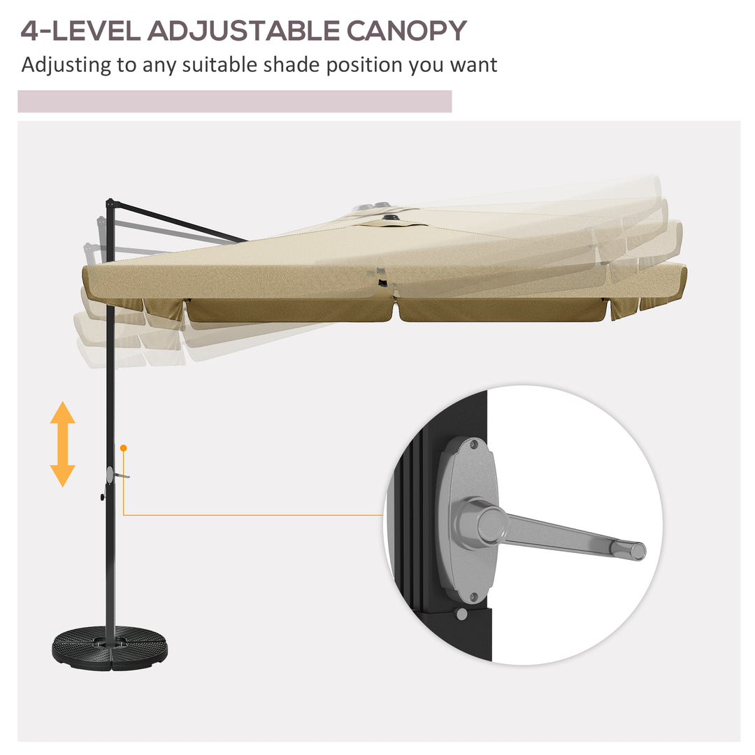 3m Cantilever Parasol, with Four-Position Canopy - Khaki