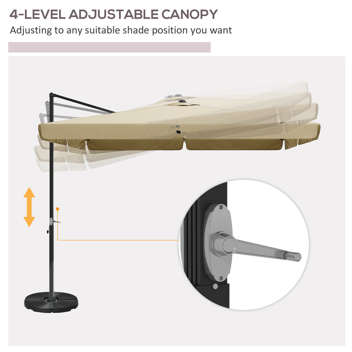 3m Cantilever Parasol, with Four-Position Canopy - Khaki