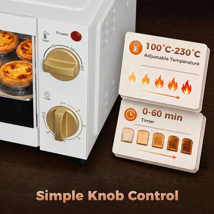 Mini Oven, 9L Countertop Electric Grill, Toaster Oven with Adjustable 