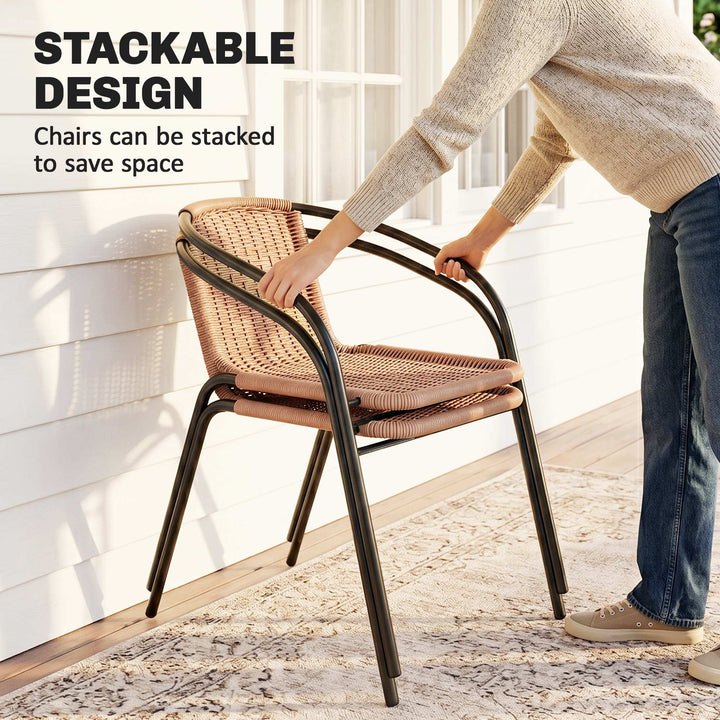 3 Pieces Rattan Bistro Set - Brown