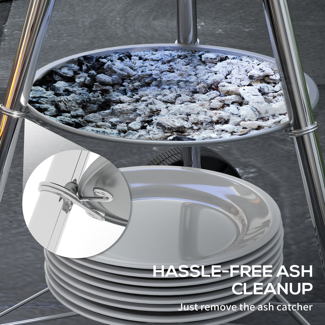 MCL Portable Round Kettle Charcoal Grill BBQ Smoker with Lid Outdoor Heat Control Party Patio Barbecue Garden