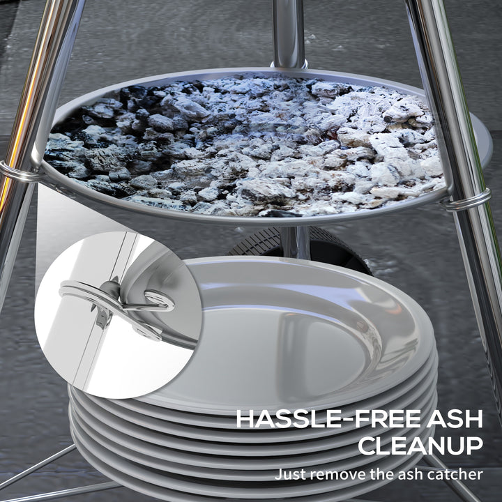 MCL Portable Round Kettle Charcoal Grill BBQ Smoker with Lid Outdoor Heat Control Party Patio Barbecue Garden