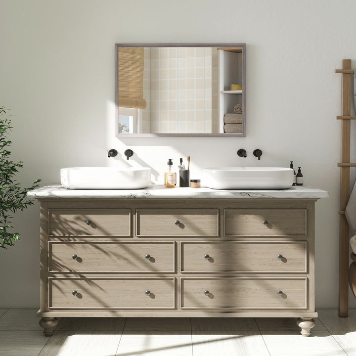 Wall Bathroom Mirror, 50 x 70 cm Wall-Mounted Mirror for Living Room, 