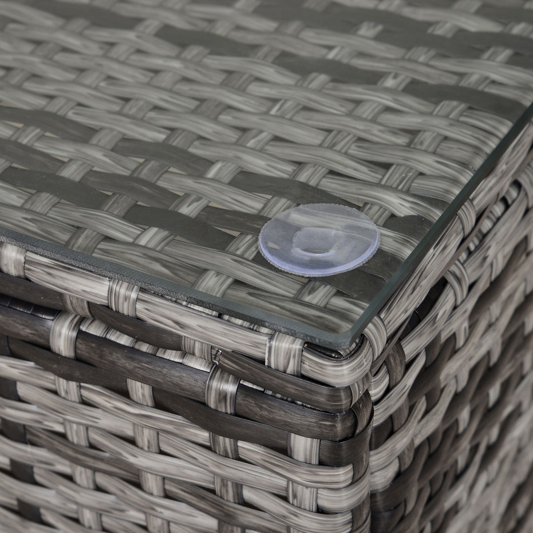 PE Rattan Garden Coffee Table, with Glass Table Top - Grey