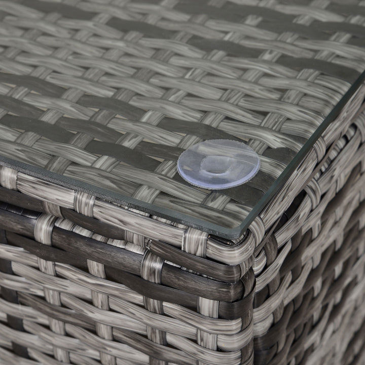PE Rattan Garden Coffee Table, with Glass Table Top - Grey