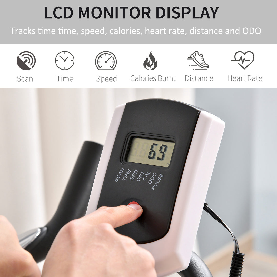 MCL Upright Exercise Bike Indoor Training Cycling Machine Stationary Workout Bicycle with 10KG Flywheel and Adjustable Resistance Seat Handlebar LCD Display for Home Gym