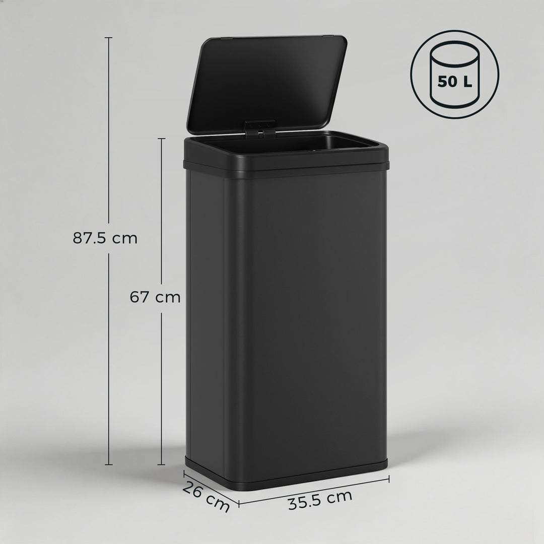 50L Sensor Bin with Soft-Close Lid, Stainless Steel Automatic Touchles