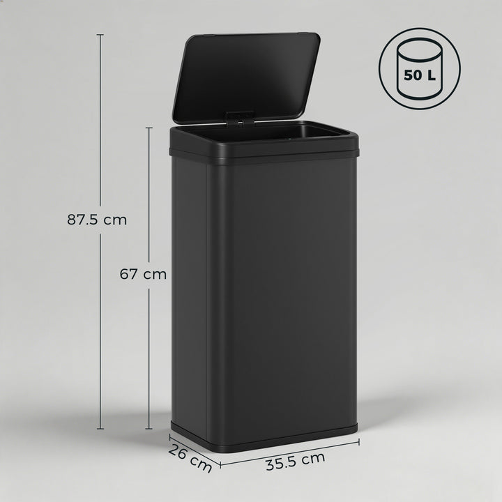 50L Sensor Bin with Soft-Close Lid, Stainless Steel Automatic Touchles