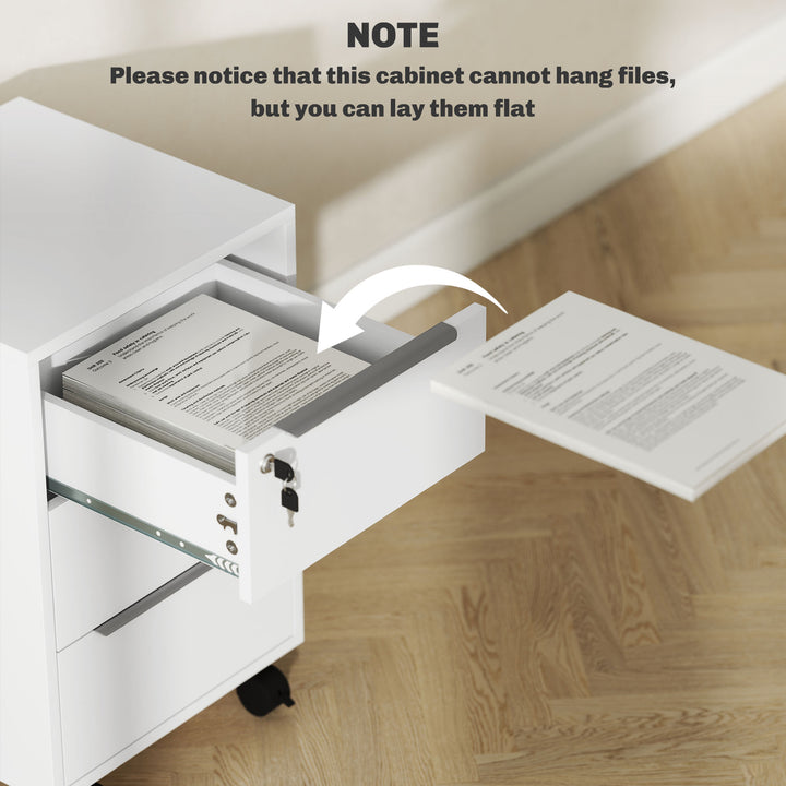 Three-Drawer Locking Filing Cabinet - White