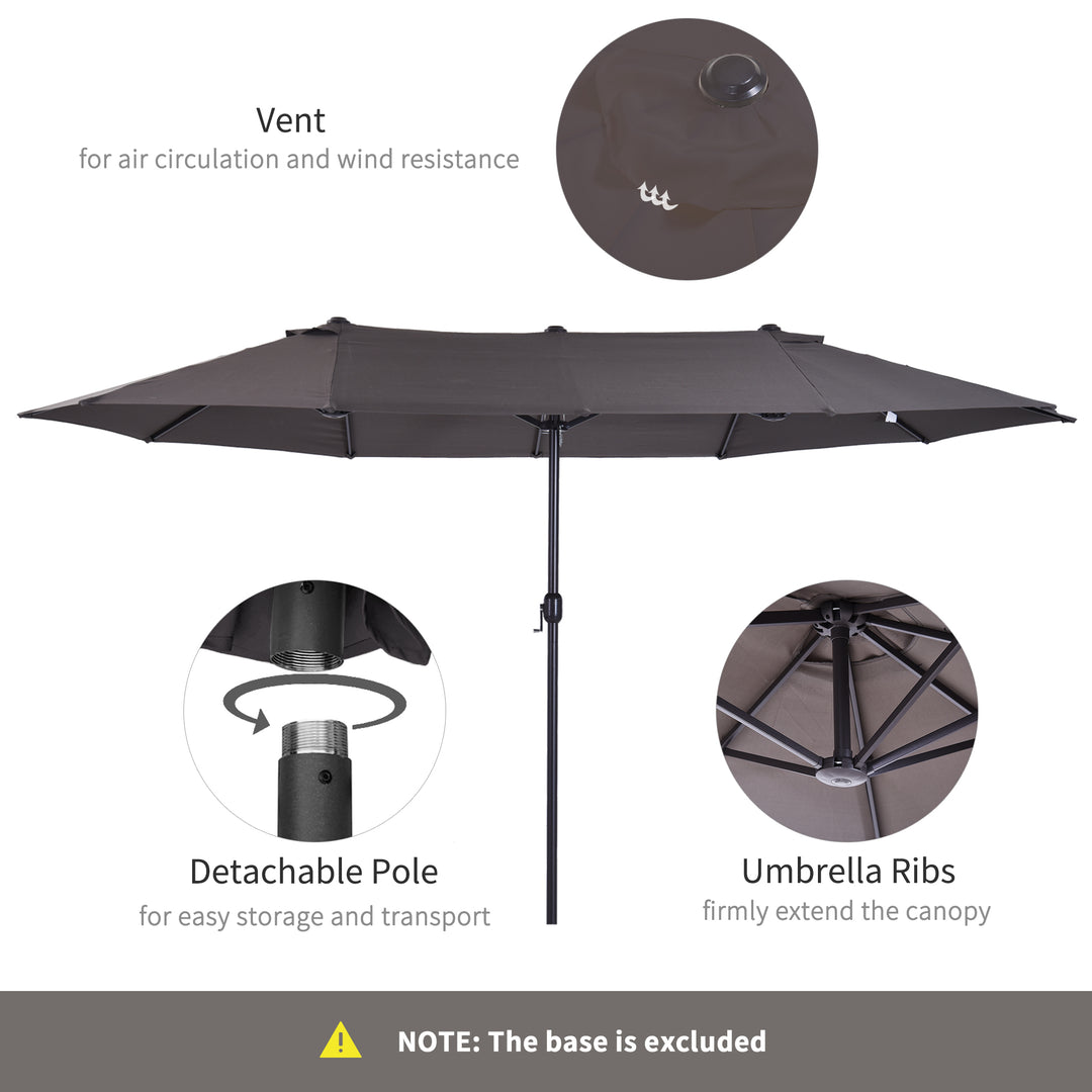 Outsunny Waterproof 4.6m Garden Parasol Double-Sided Sun Umbrella Patio Market Shelter Canopy Shade Outdoor Grey - NO BASE | Aosom UK