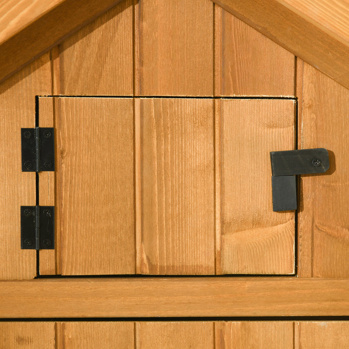Outsunny Wooden Garden Storage Shed Vertical Tool Cabinet Organiser w/ Shelves, Lockable Door, 77 x 54.2 x 179 cm, Brown