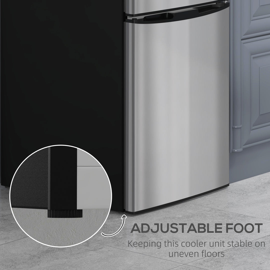 HOMCOM 88L Under Counter Fridge Freezer, Small Refrigerator with 5-Setting, 3 Star Freezer Rating, Black and Silver Tone