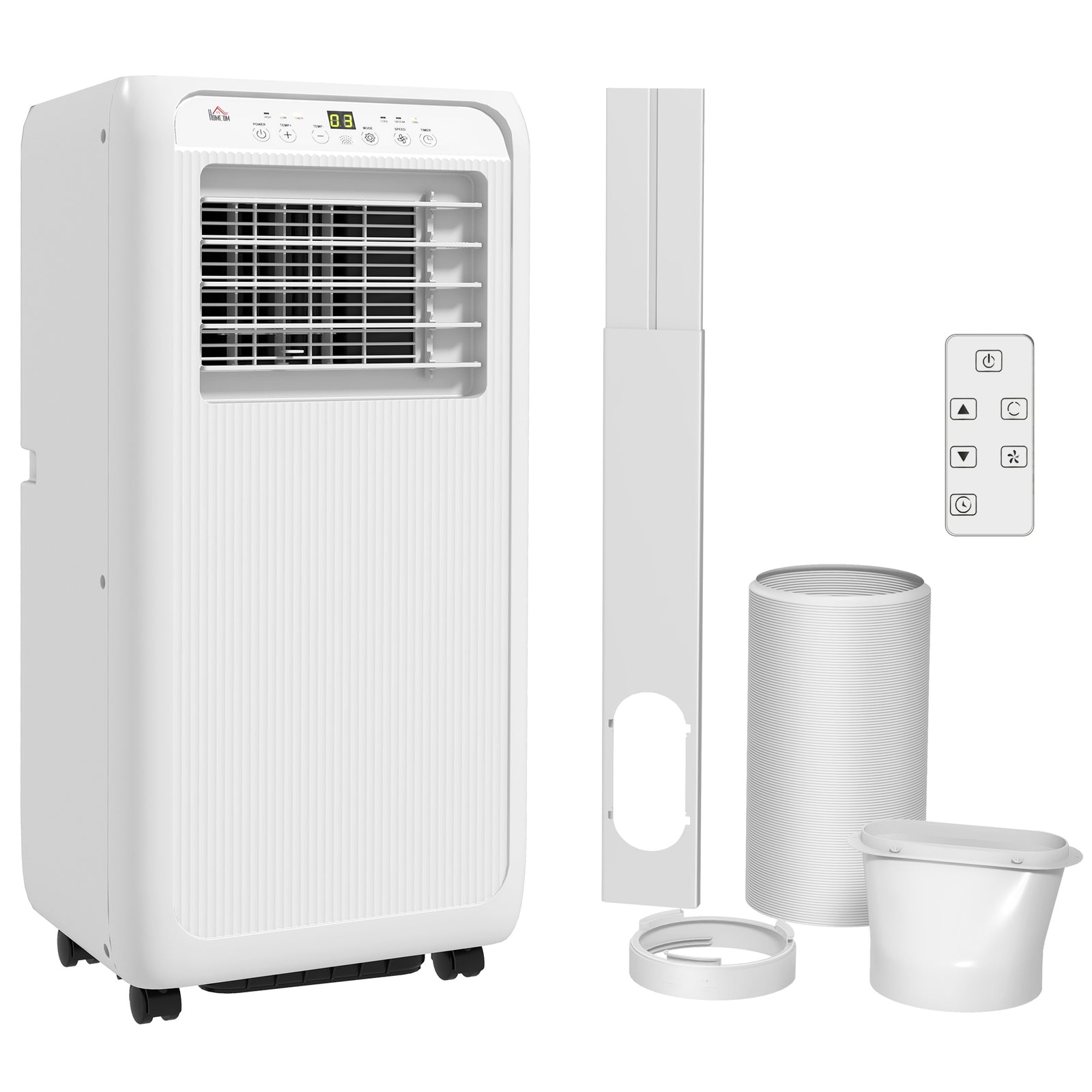 9,000 BTU Mobile Air Conditioner for Room up to 28m², with Dehumidifier, 24H Timer, Wheels, Window Mount Kit