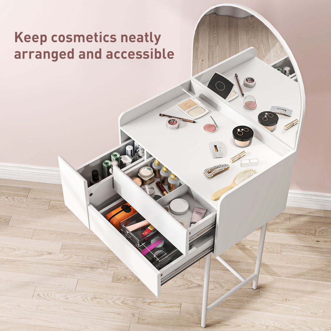 Three Drawer Compact Dressing Table - White