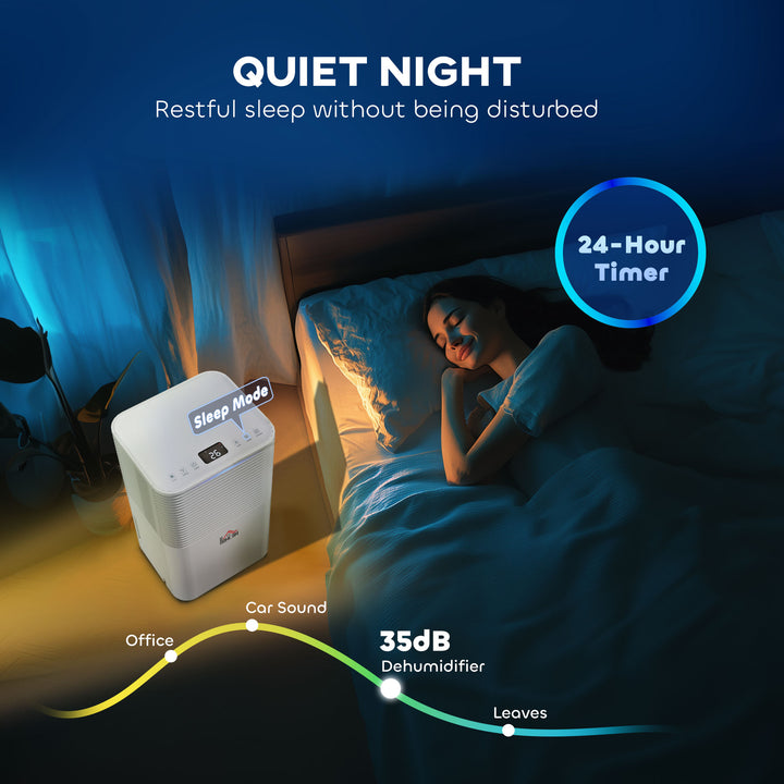 10L/Day 2000ML Portable Quiet Dehumidifier for Home Laundry Room Bedroom Basement, Electric Moisture Air De-Humidifier with 3 Modes