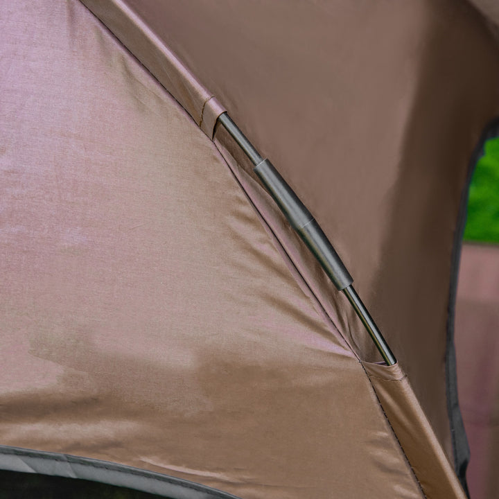 MCL Raised Dog Bed Waterproof Elevated Pet Cot with Breathable Mesh UV Protection Canopy Brown, for Medium Dogs, 76 x 61 x 73cm