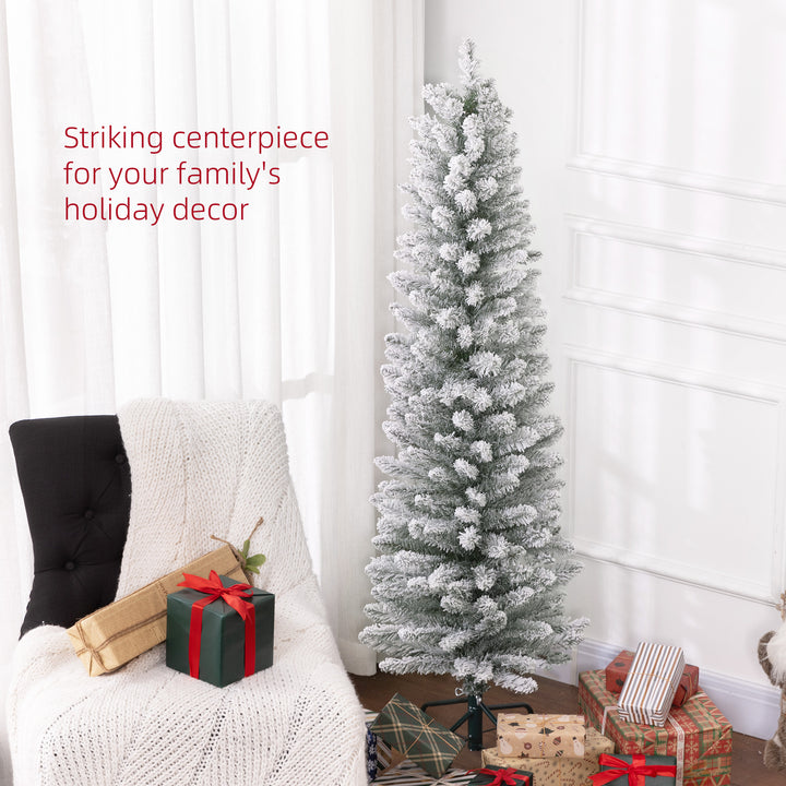 5ft Artificial Snowy Pencil Christmas Tree - White