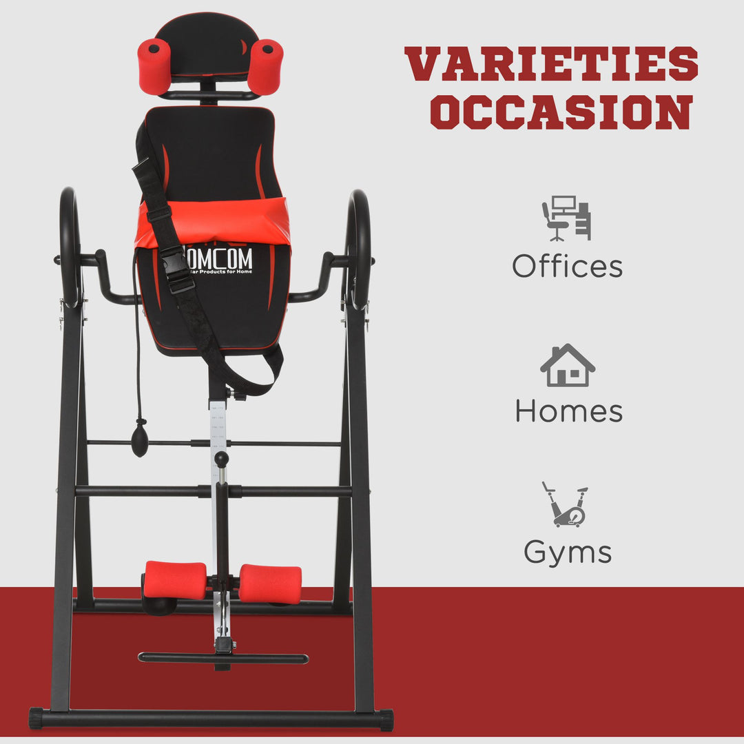 HOMCOM Steel Adjustable Pain Relief Gravity Inversion Table Red/Black