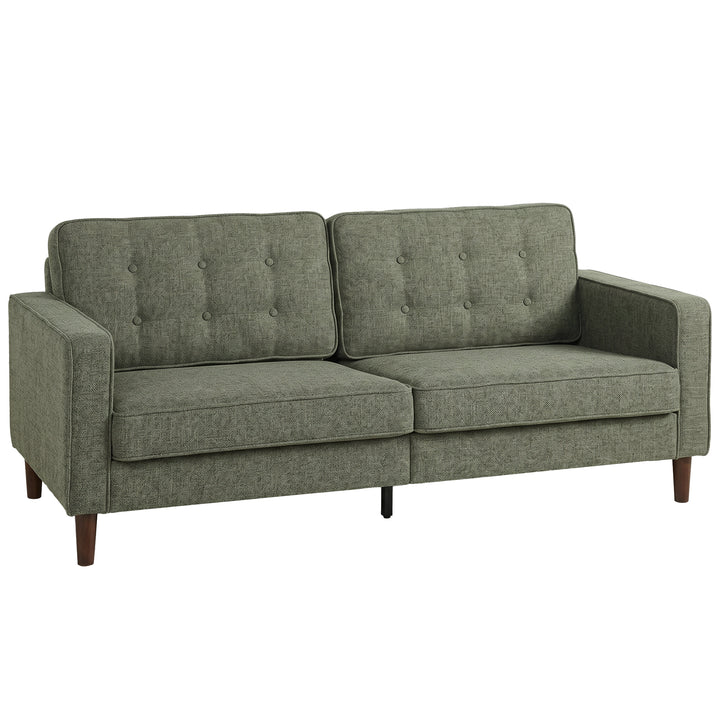 3 Seater Sofa Button Tufted Upholstered Couch with Wood Legs for Livin