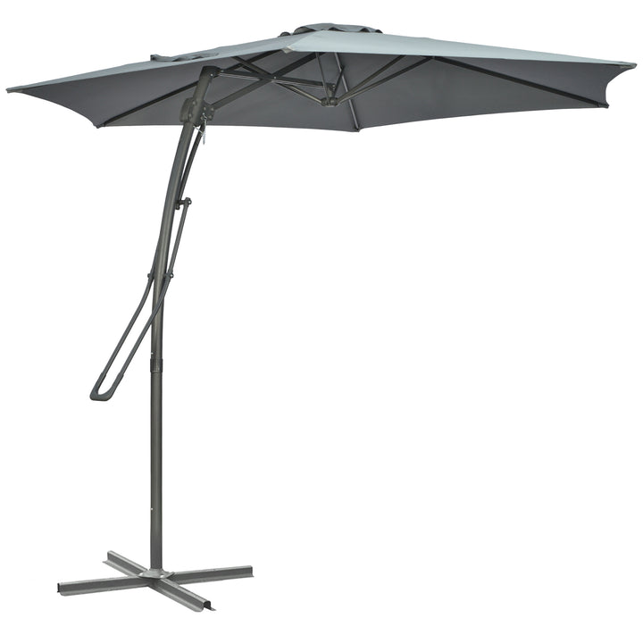 Outsunny Waterproof 3m Cantilever Parasol with Easy Lever, Patio Umbrella w/ Crank Handle, Cross Base & 6 Metal Ribs, Outdoor Sun Shades | Aosom UK