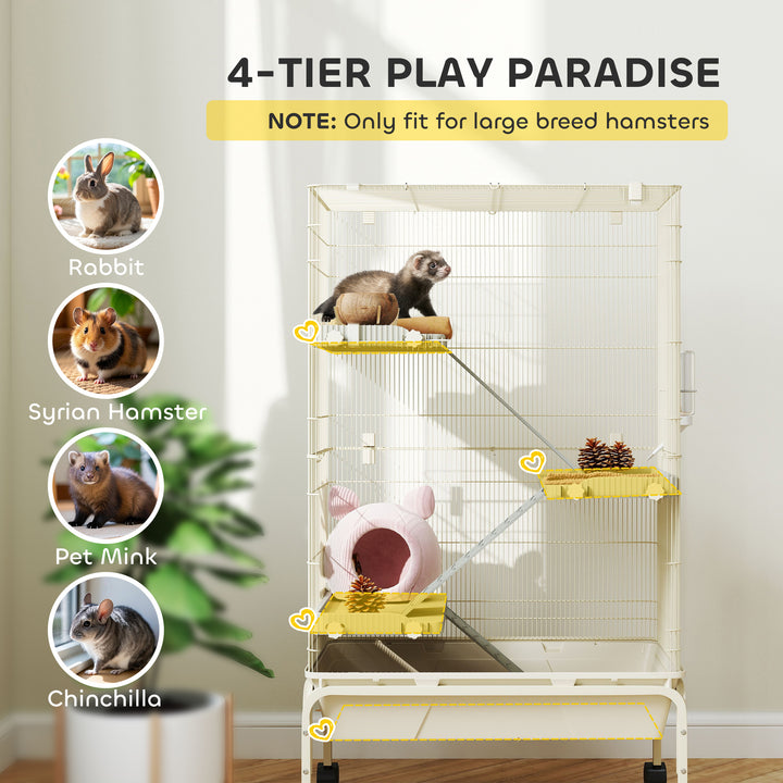 4-Level Rolling Small Animal Cage, Rabbit Cage with 3 Ramps, Water Bot