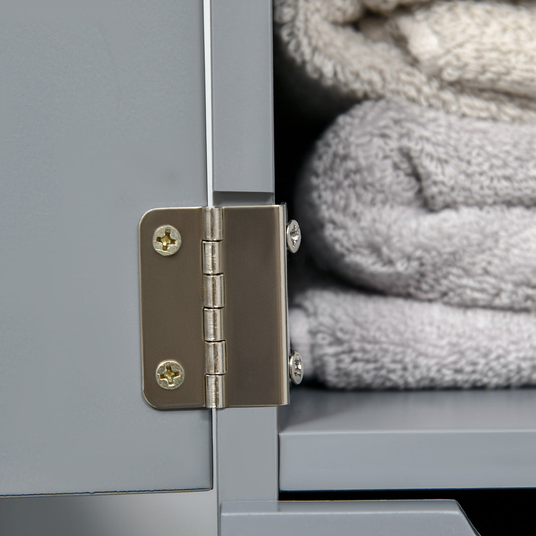 MCL Tall Bathroom Cabinet, Freestanding Bathroom Storage Cabinet with 2-Tier Shelf and Drawers, Narrow Cupboard Storage Unit, Grey