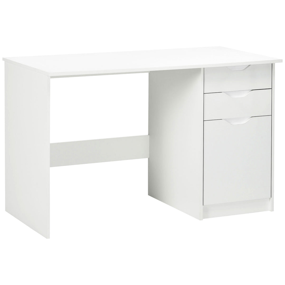 MCL Computer Desk with Drawers, High Gloss Home Office Desk with Storage Cabinet, Study Workstation, 120 x 60cm, White