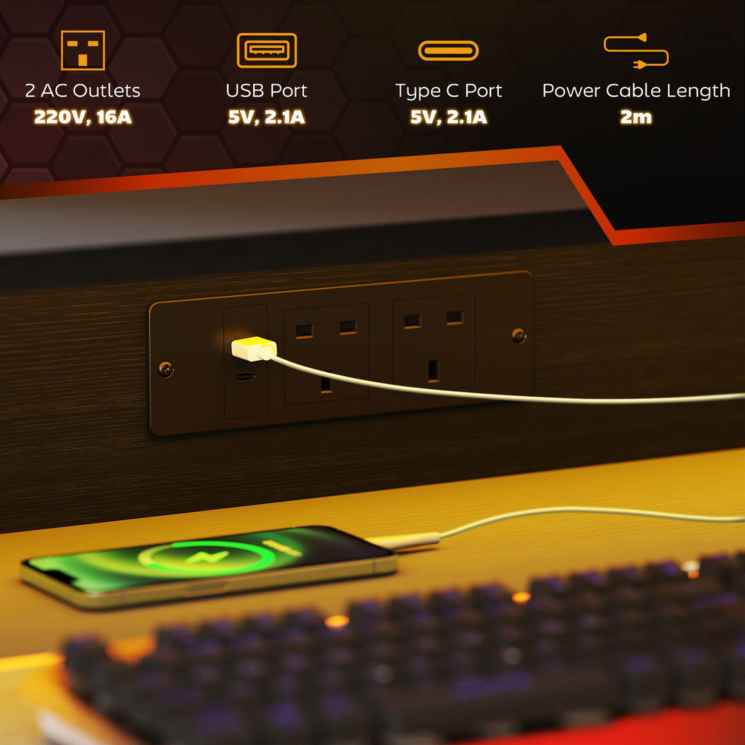 Two-Level LED Gaming Desk - Black