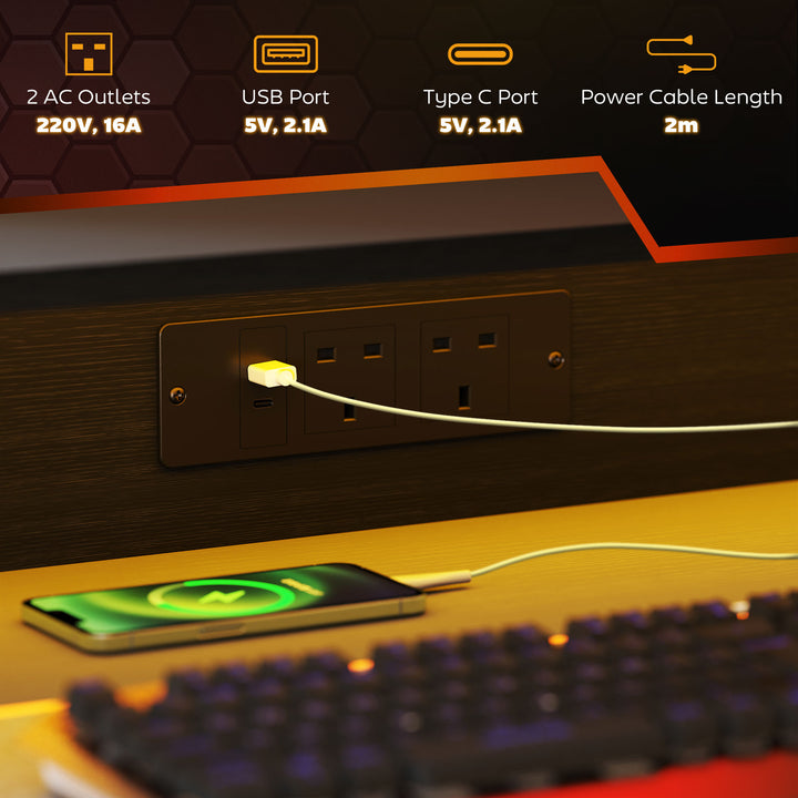 Two-Level LED Gaming Desk - Black
