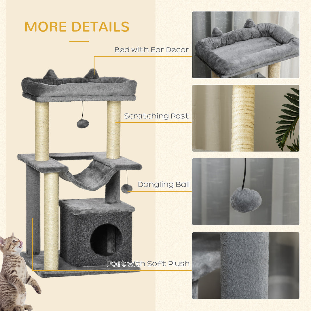 Cat Tree, 90cm Cat Tower with Sisal Scratching Posts, Cat Condo, Hammo