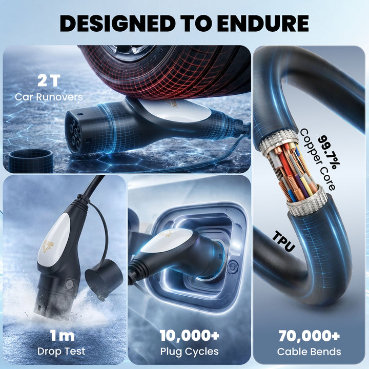 Type 2 EV Charging Cable, 7kW, 32A, Mode 3, 1-Phase, 10m Type 2 to Typ