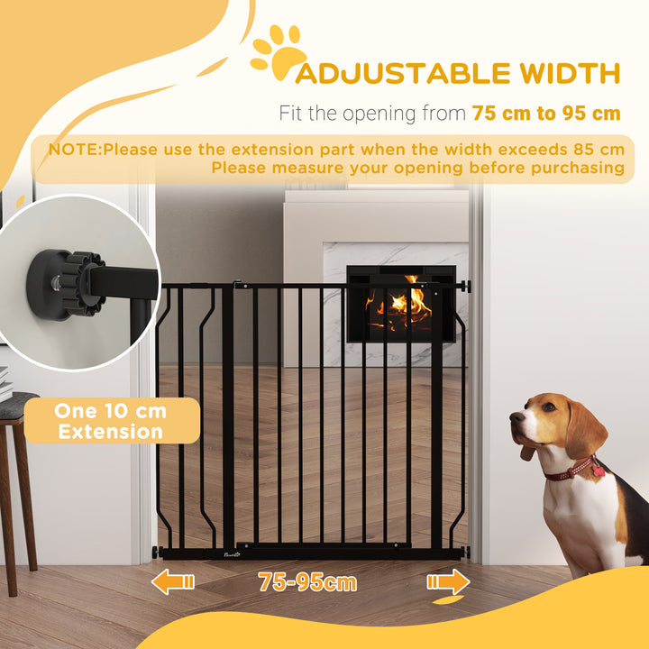 PawHut Wide Dog Safety Gate, with Door Pressure, for Doorways, Hallways, Staircases - Black | Aosom UK