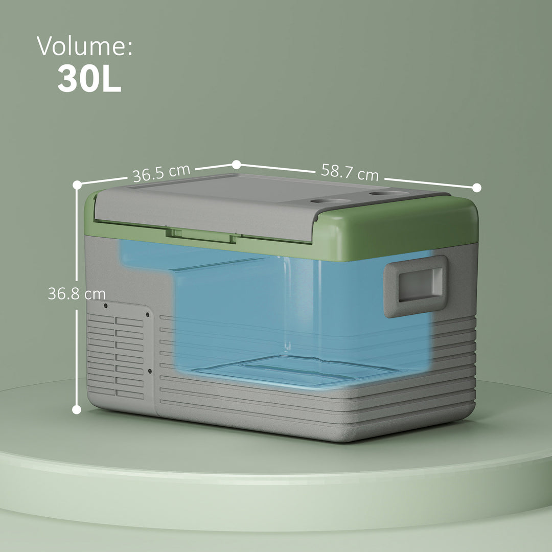 30L Portable Car Refrigerator - Light Green and Grey