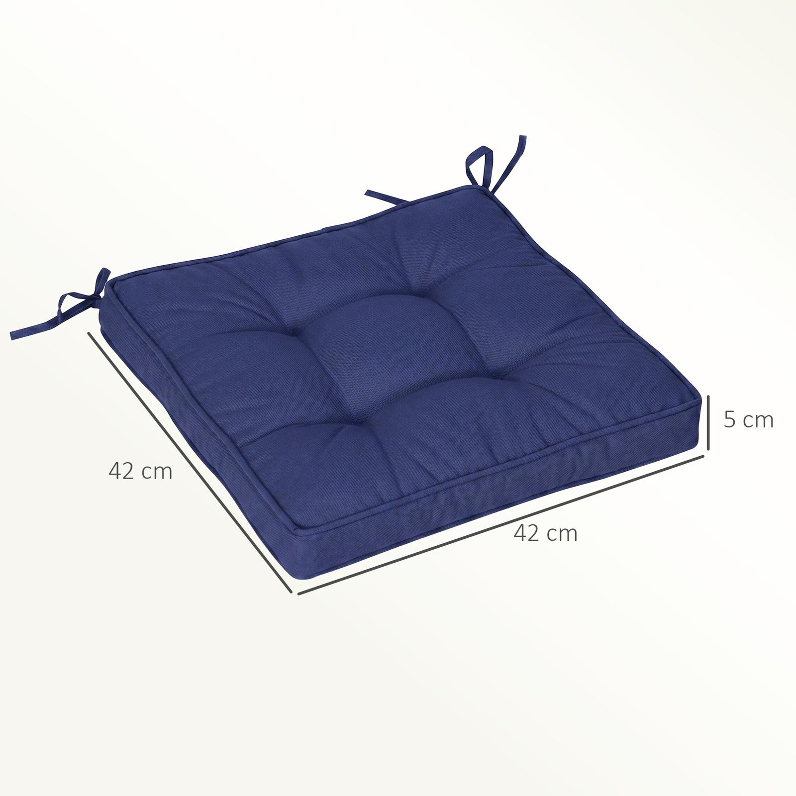 Garden Seat Cushion with Ties, 42 x 42cm Replacement Dining Chair Seat
