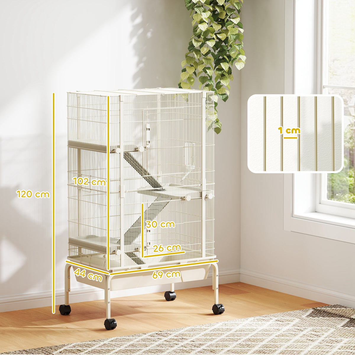 4-Level Rolling Small Animal Cage, Rabbit Cage with 3 Ramps, Water Bot