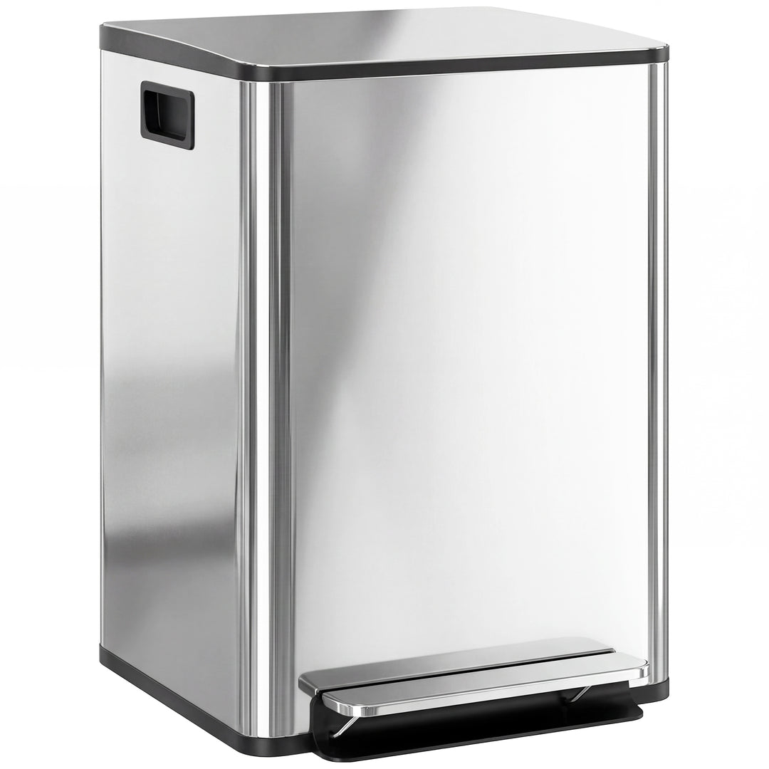 40L Dual Compartment Stainless Steel Bin, with Deodoriser Holders - Si