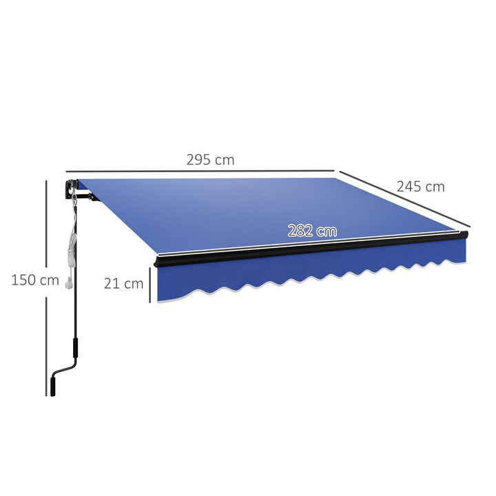 3 x 2.5m Electric Awning with LED Light and Remote Controller, Aluminium Frame DIY Retractable Awning, UV50+ Sun Shade Canopy for Garden Patio Deck Door Window, Blue