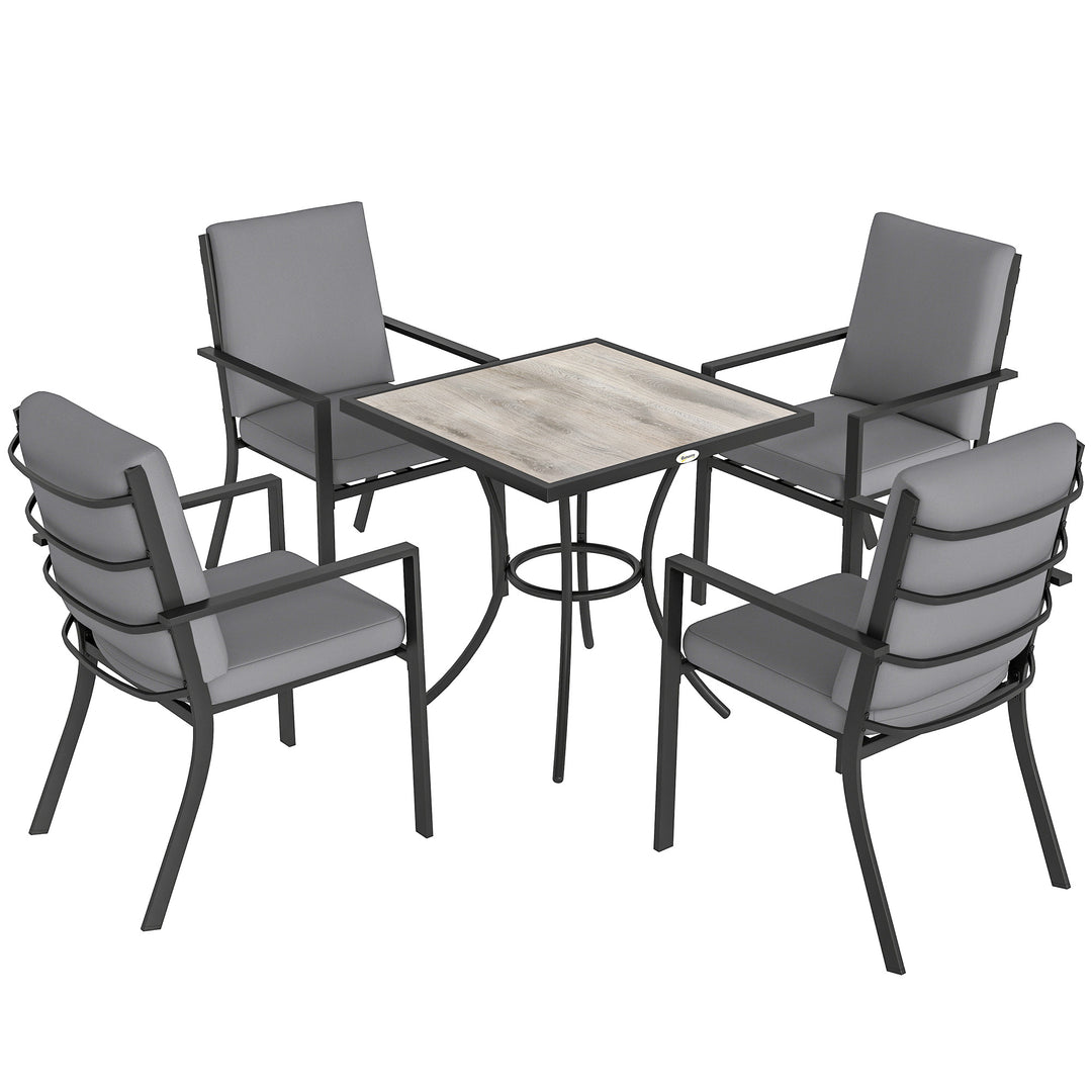 5 Pieces Outdoor Dining Set with Thick Cushions, Garden Dining Set for