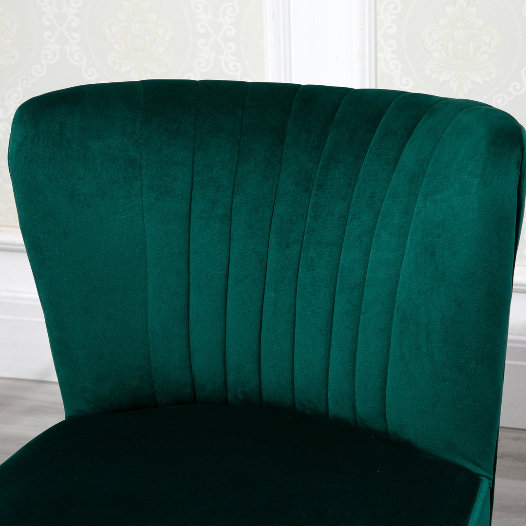 HOMCOM Velvet Accent Chair Occasional Tub Seat Padding Curved Back with Wood Frame Legs Home Furniture Set of 2 Green | Aosom UK