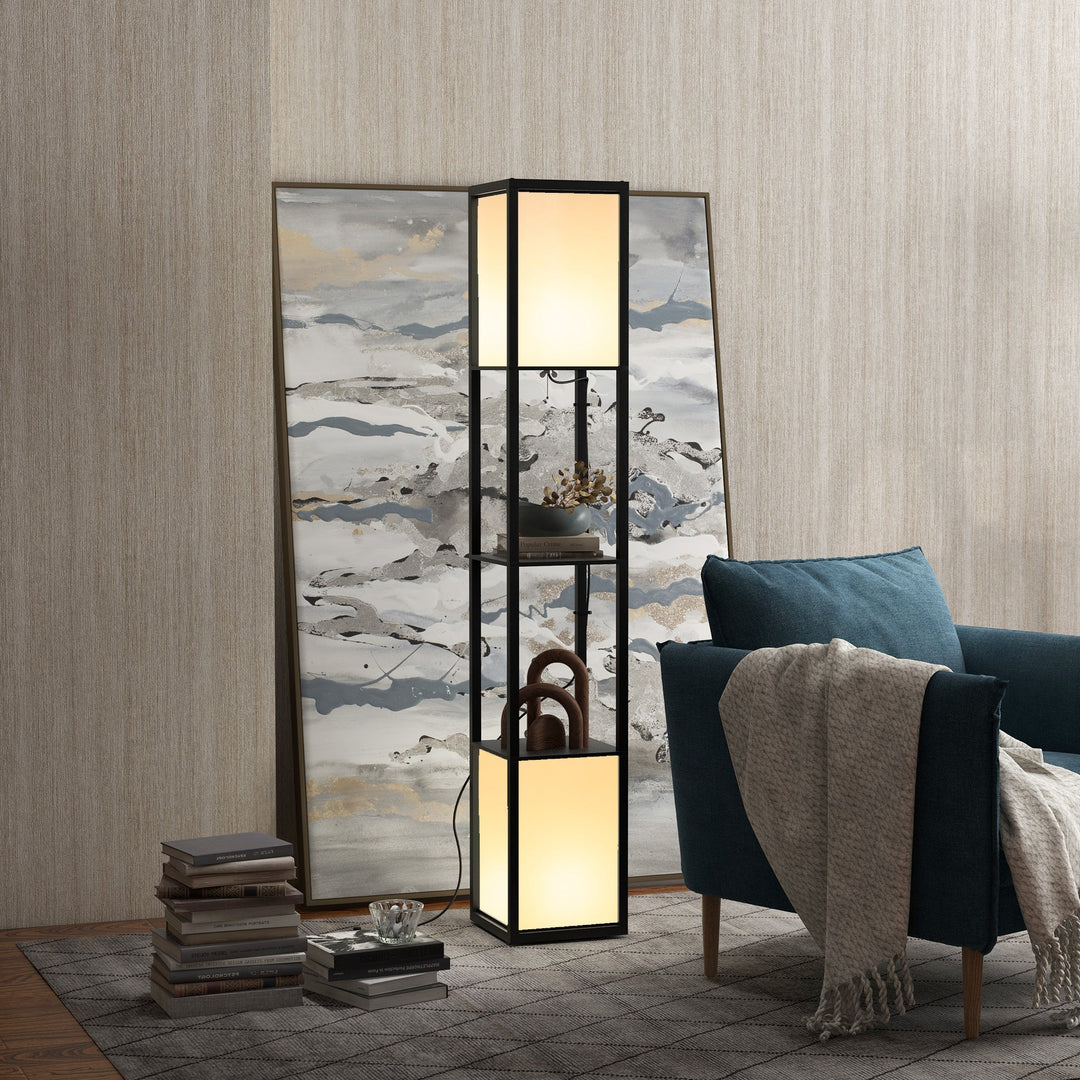 Modern Shelf Floor Lamp with Dual Ambient Light, Standing Lamp Living Room, Bedroom, 156cm