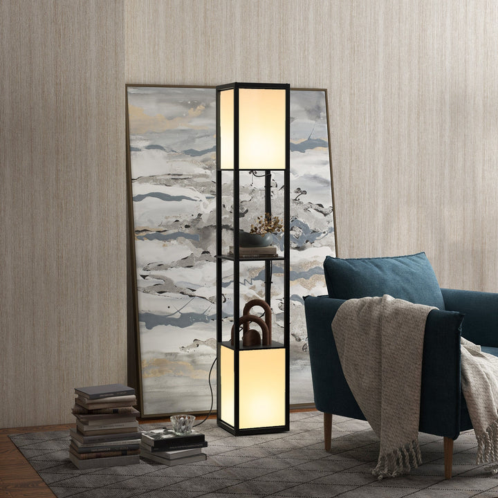 Modern Shelf Floor Lamp with Dual Ambient Light, Standing Lamp Living Room, Bedroom, 156cm