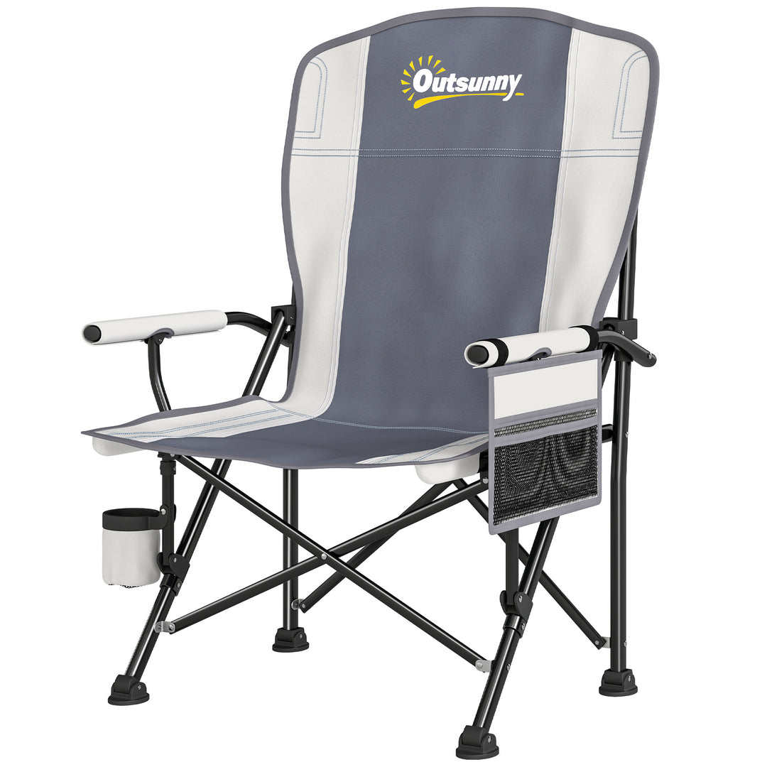 Padded Camping Chair Adults Heavy Duty Folding Chair Side Pocket Cup H