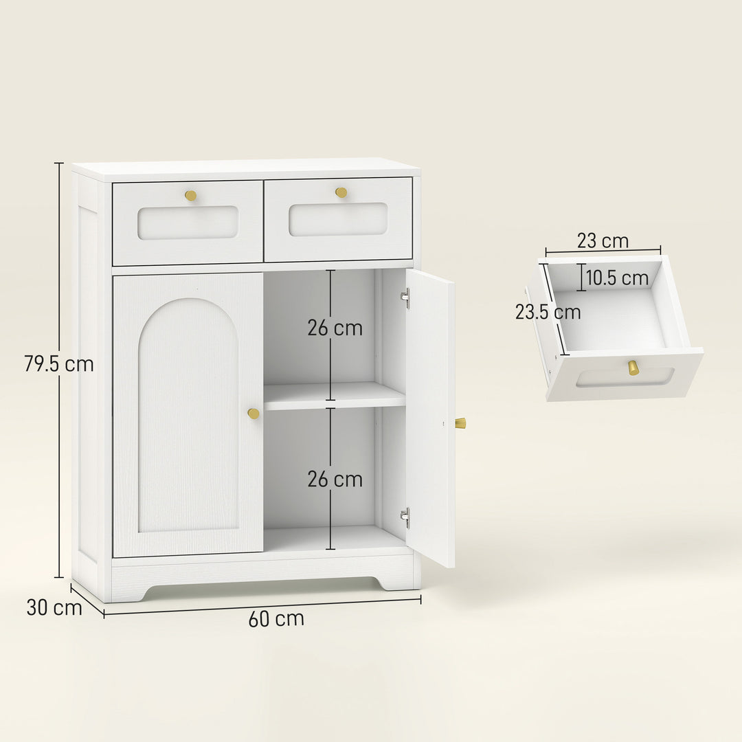 Bathroom Floor Cabinet with 2 Drawers - White - view 3