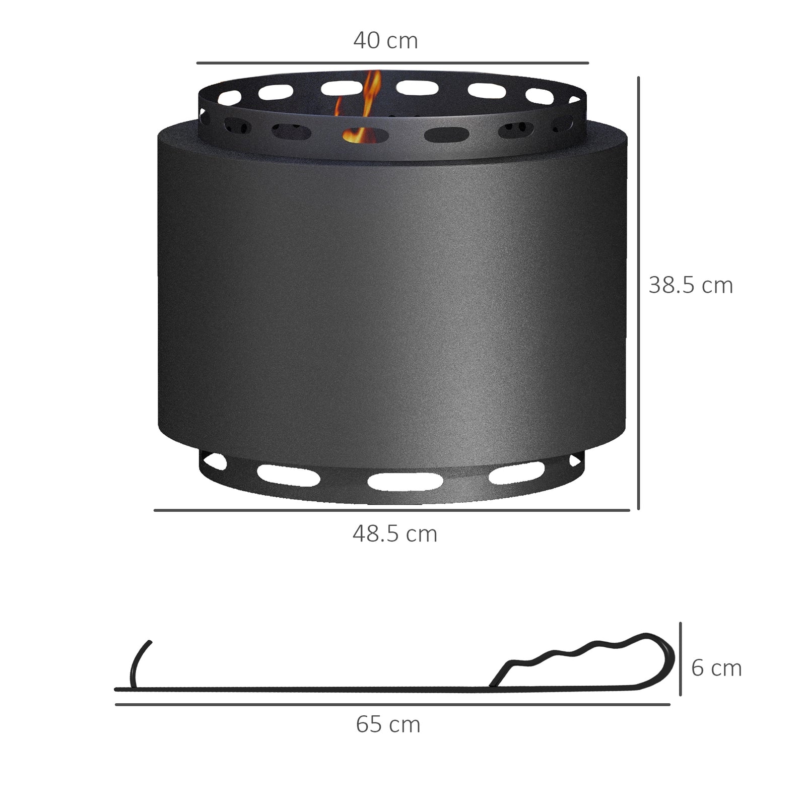 Smokeless Fire Pit, 48.5cm Portable Wood Burning Firepit with Poker fo
