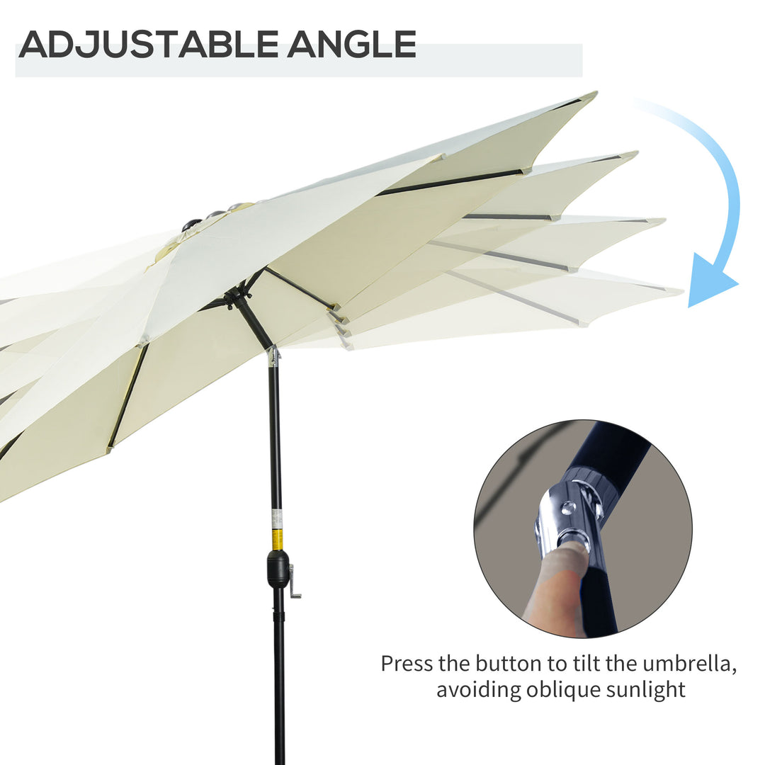 3(m) Tilting Parasol Garden Umbrellas, Outdoor Sun Shade with 8 Ribs, Tilt and Crank Handle for Balcony, Bench, Garden, Beige