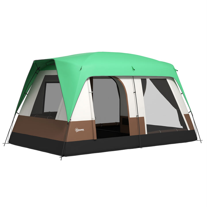 Outsunny Seven-Man Camping Tent, with Small Rainfly and Accessories - Green | Aosom UK