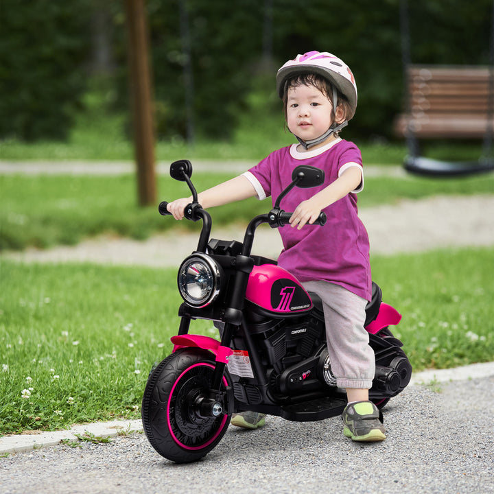 HOMCOM Kids' Electric Motorbike: 6V Ride-On with Training Wheels & Push-Start, Pretty in Pink | Aosom UK