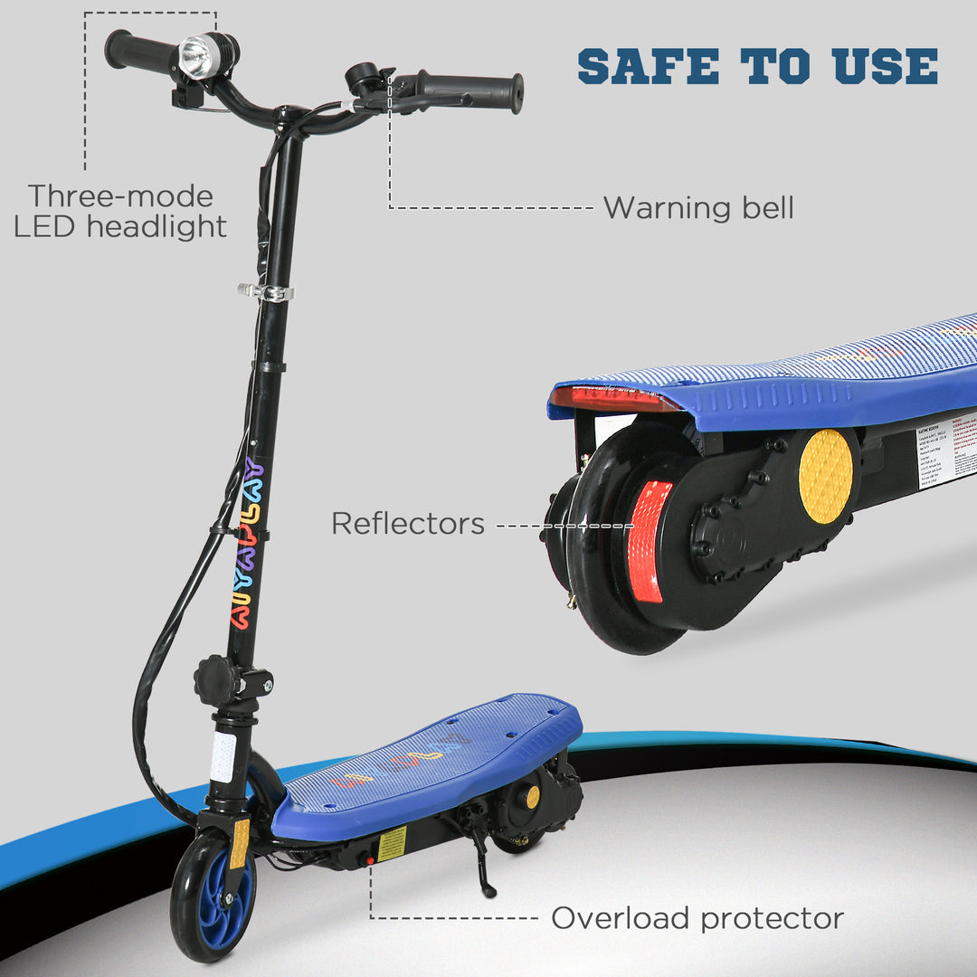 Foldable Electric Scooter, with LED Headlights, for Ages 7-14 Years, Blue